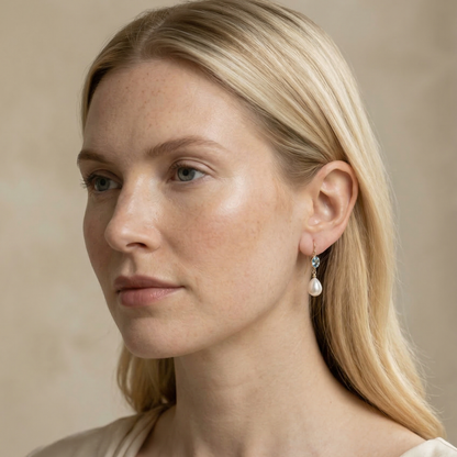 Sophia Birthstone & Teardrop Pearl Earrings
