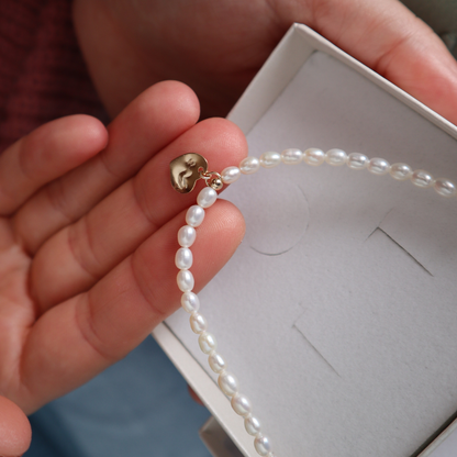 Timeless Bond Pearl Necklace with Personalised Heart Charm