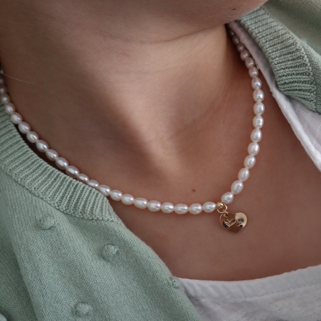 Timeless Bond Pearl Necklace with Personalised Heart Charm