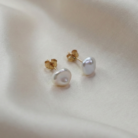 Iris Baroque Pearl Stud Earrings