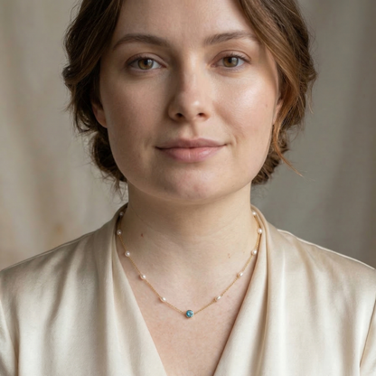 Ella Birthstone Pearl Chain Necklace