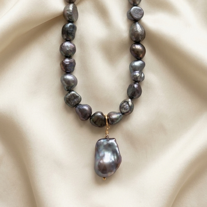 Elara Black Baroque Pearl Necklace