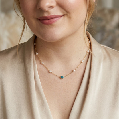 Ella Birthstone Pearl Chain Necklace