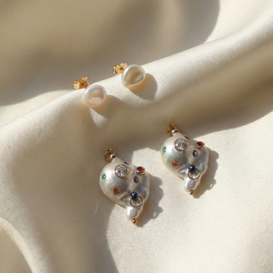 Gemma 3 in 1 Convertible Baroque Pearl Earrings