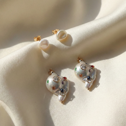 Gemma 3 in 1 Convertible Baroque Pearl Earrings