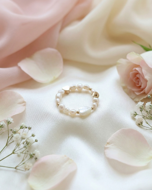 Selene Hearts, Beads and Pearls Ring