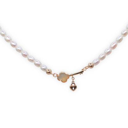 Juliette Key and Heart Locket Pearl Necklace