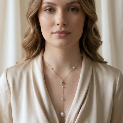 Bianca Birthstone & Coin Pearl Lariat Necklace