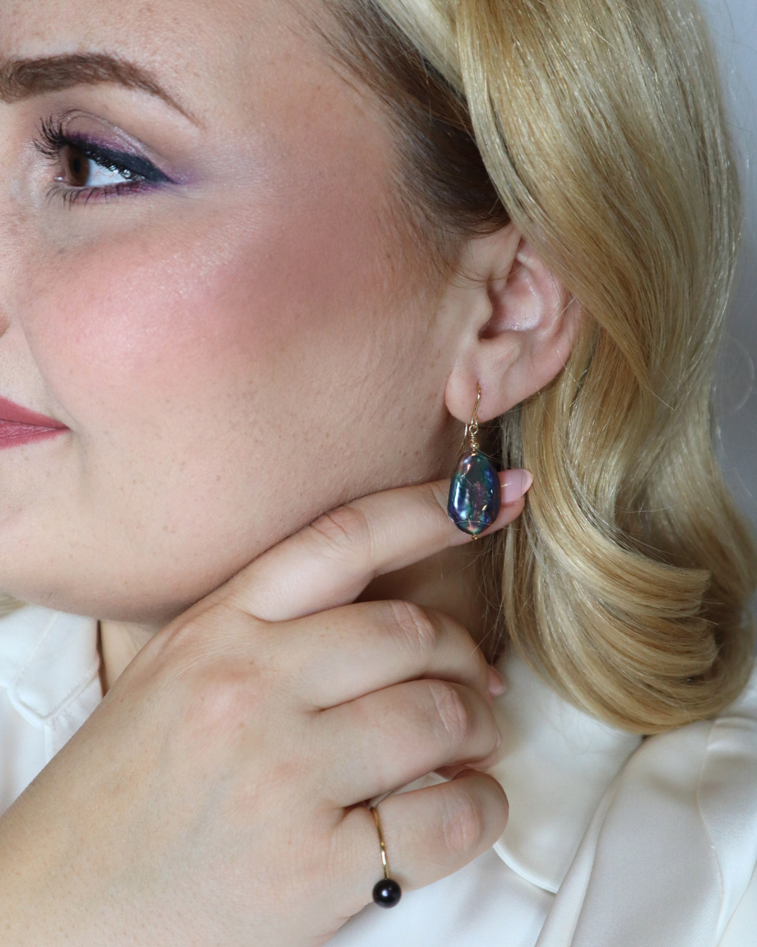 Celeste Black Baroque Pearl Drop Earrings