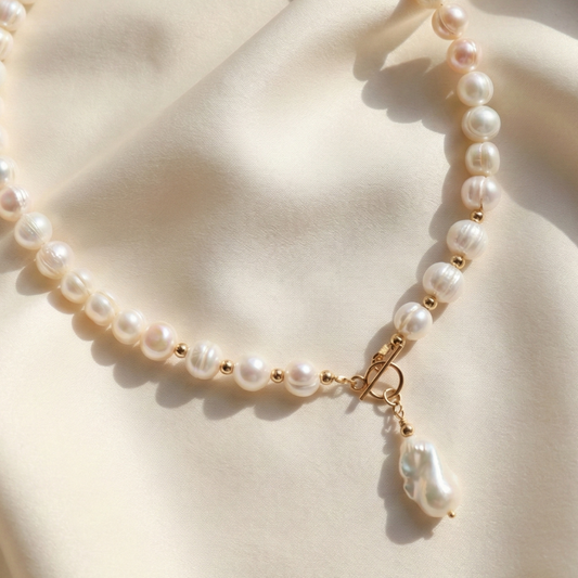 Seraphine 3 in 1 Convertible Large Pearl Necklace with Detachable Baroque Pearl Charm