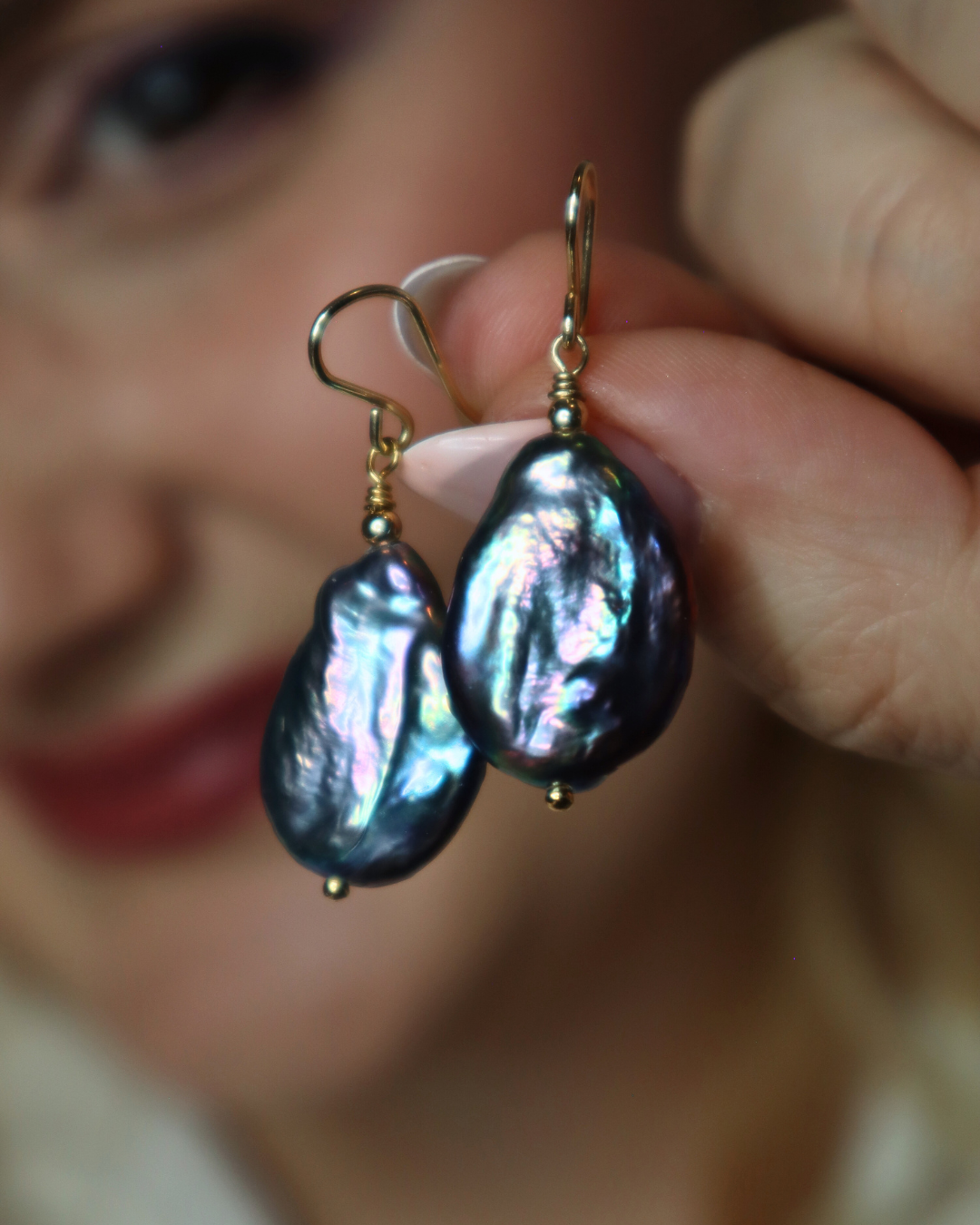 Celeste Black Baroque Pearl Drop Earrings