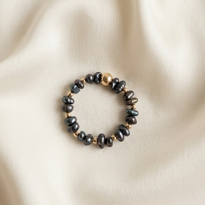 Celeste Black Pearl and Beads Ring