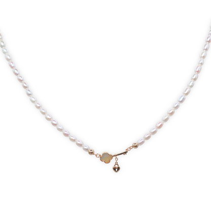 Juliette Key and Heart Locket Pearl Necklace
