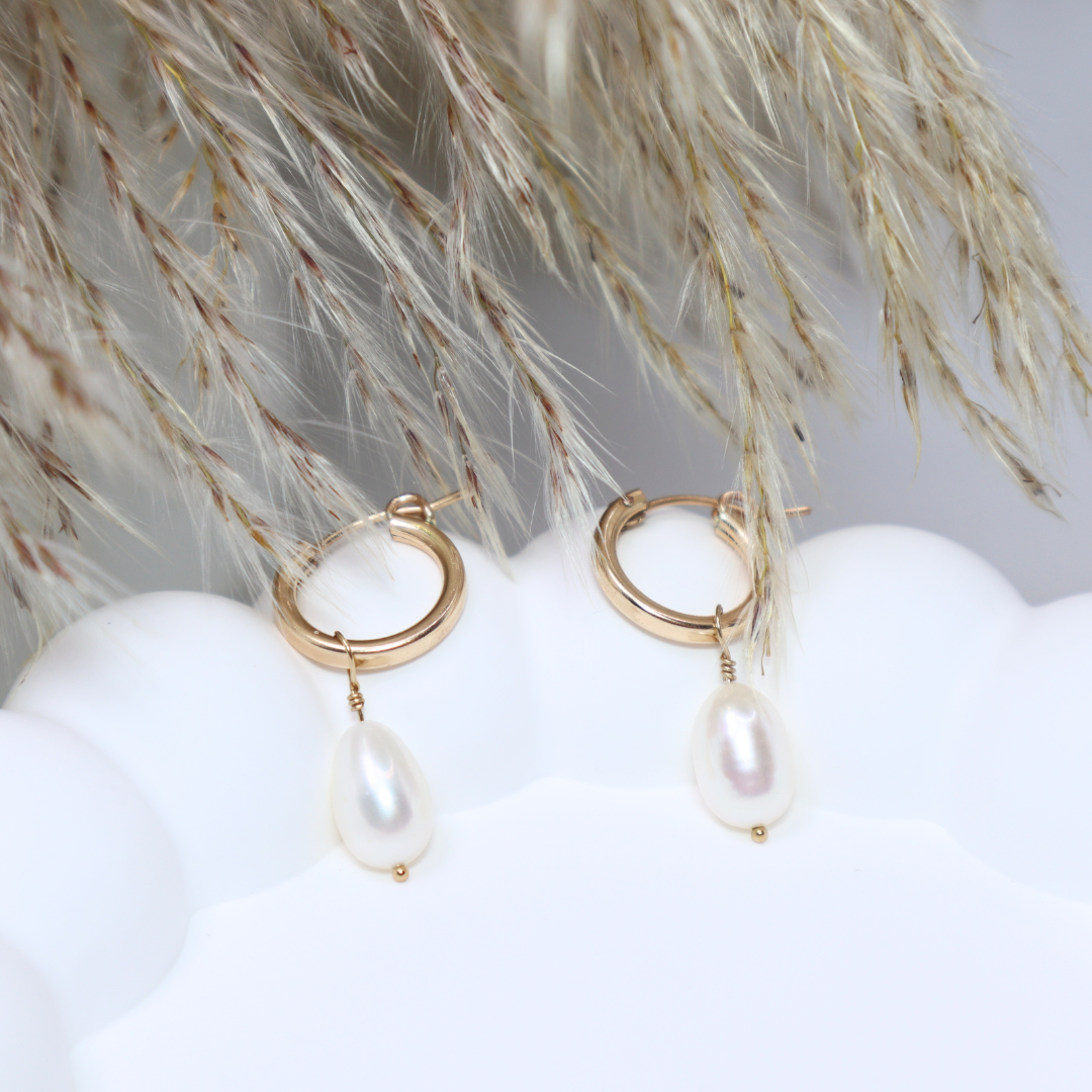 Ella Medium 2 in 1 Pearl Hoop Earrings