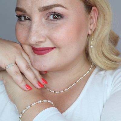 Ruby Beads and Pearls Cluster Necklace