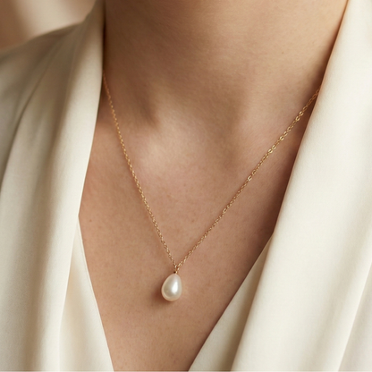 Ella Teardrop Pearl Chain Necklace