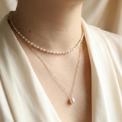 Ella Teardrop Pearl Chain Necklace