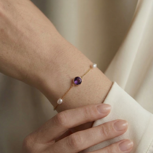 Ella Birthstone & Pearl Chain Bracelet