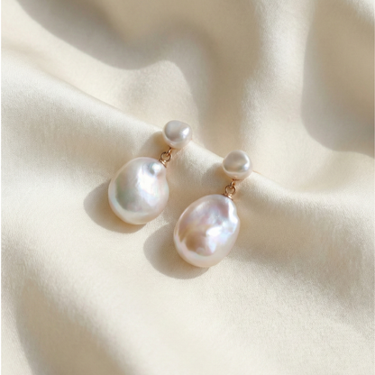 Seraphine Sculptural Baroque Pearl Drop Earrings
