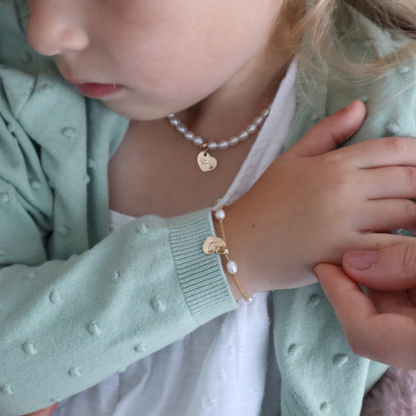 Linked Hearts Pearl Bracelet with Personalised Heart Charm