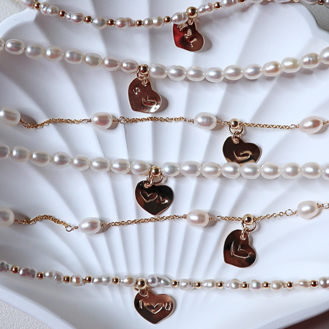 Spark of Love Pearl and Beads Necklace with Personalised Heart Charm