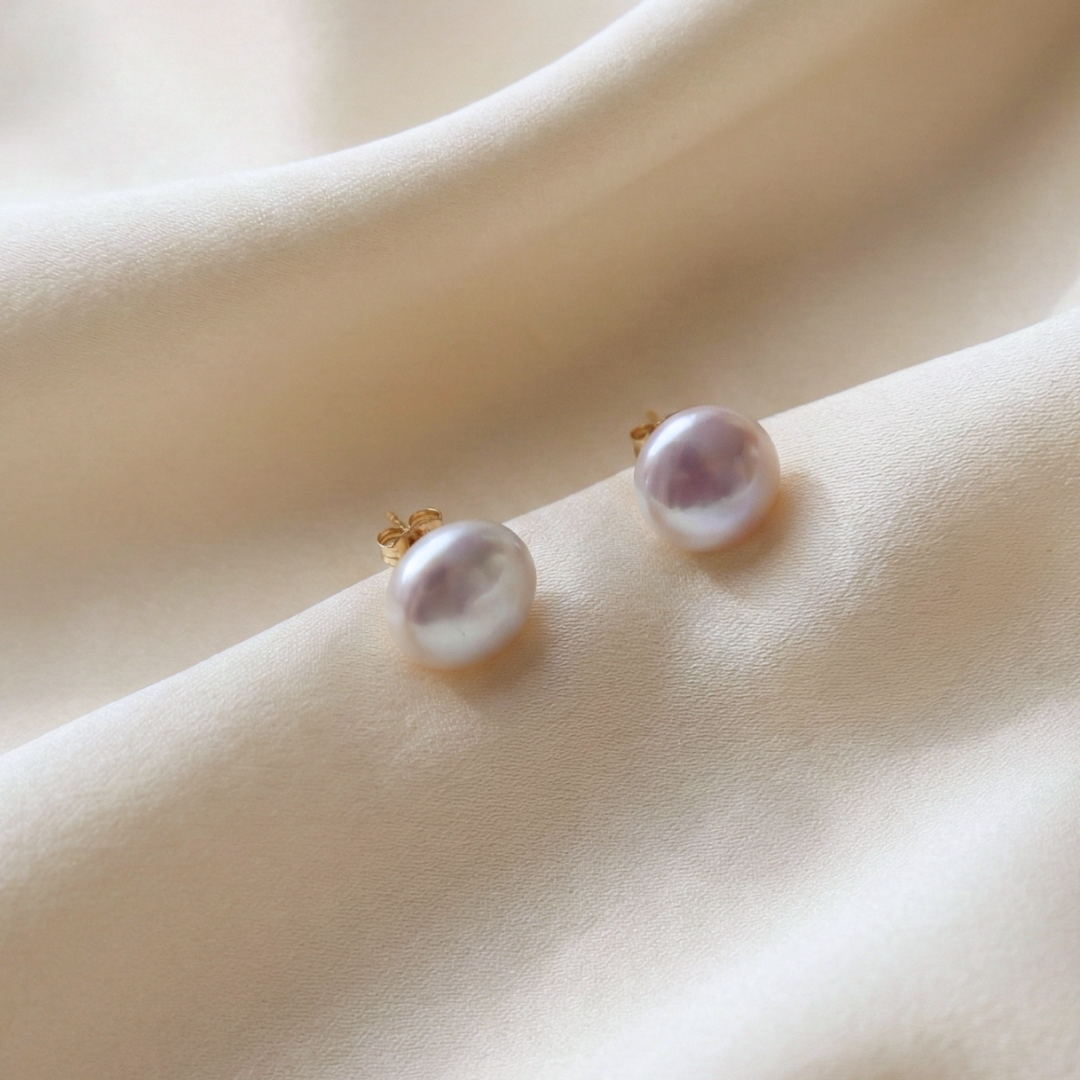 Maya Coin Pearl Stud Earrings