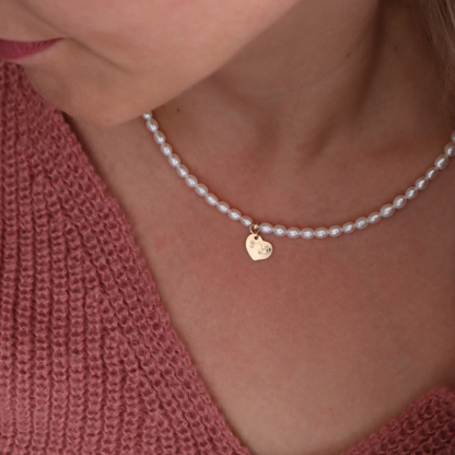 Timeless Bond Pearl Necklace with Personalised Heart Charm