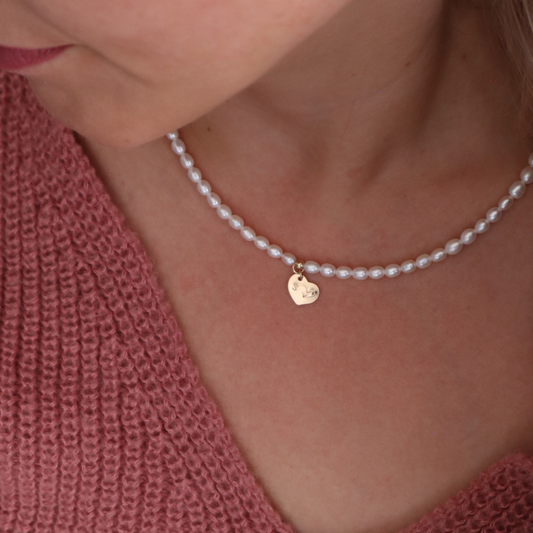 Timeless Bond Pearl Necklace with Personalised Heart Charm