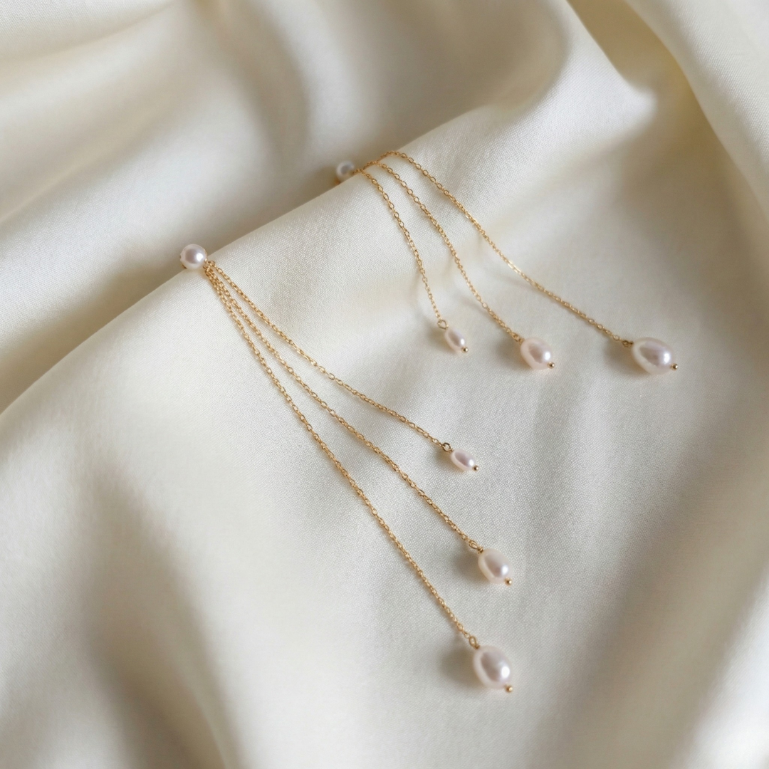 Isadora Waterfall Drop Pearl Earrings