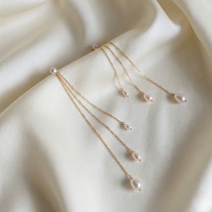 Isadora Waterfall Drop Pearl Earrings