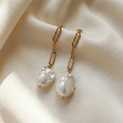 Lucia Long Baroque Pearl Earrings
