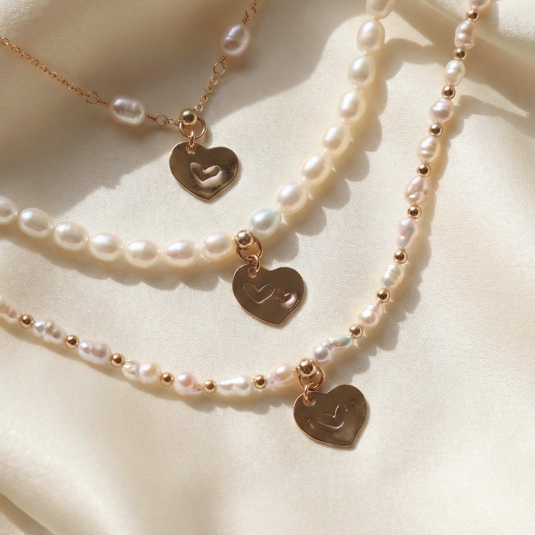 Timeless Bond Pearl Necklace with Personalised Heart Charm