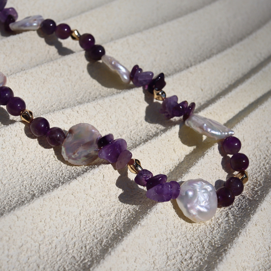 Violet Tide - Crystals, Keshi Pearls & Gold Accents for a Dreamy Coastal Glow