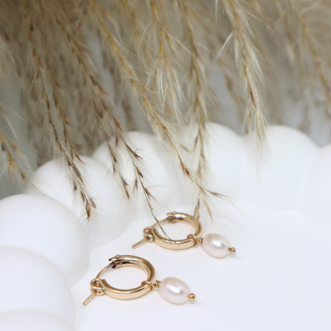 Ella Small 2 in 1 Pearl Hoop Earrings