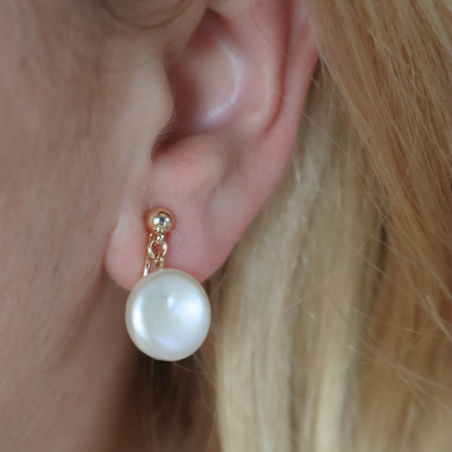 Maya Coin Pearl Earrings - Clip On