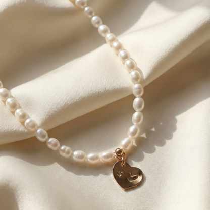 Timeless Bond Pearl Necklace with Personalised Heart Charm