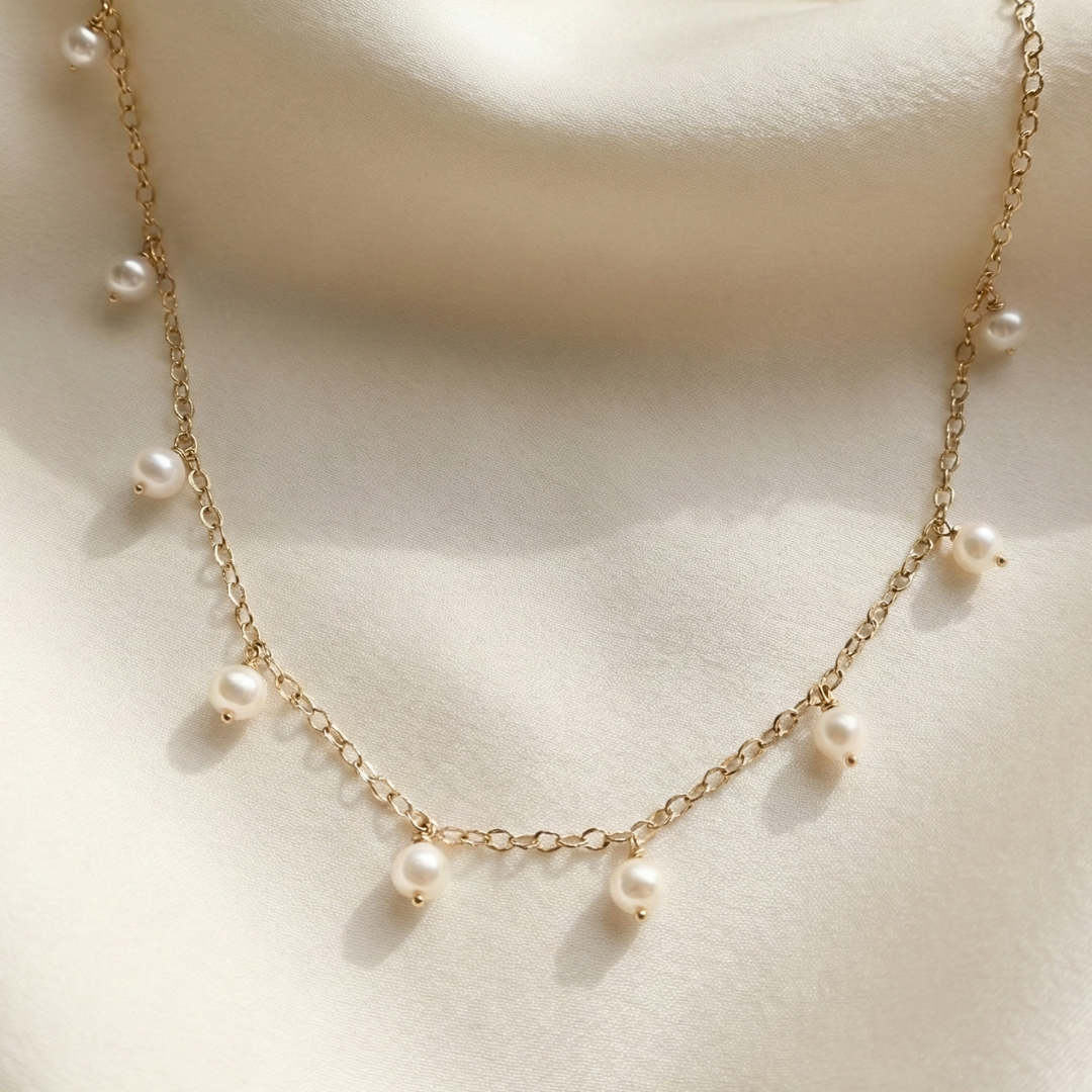 Alba Round Pearl Drops Necklace