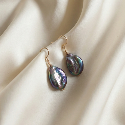 Celeste Black Baroque Pearl Drop Earrings