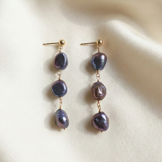 Elara Black Pearl Drop Earrings