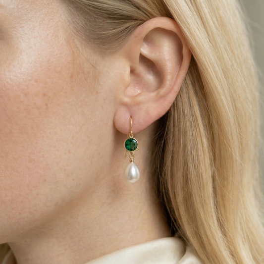 Sophia Birthstone & Teardrop Pearl Earrings