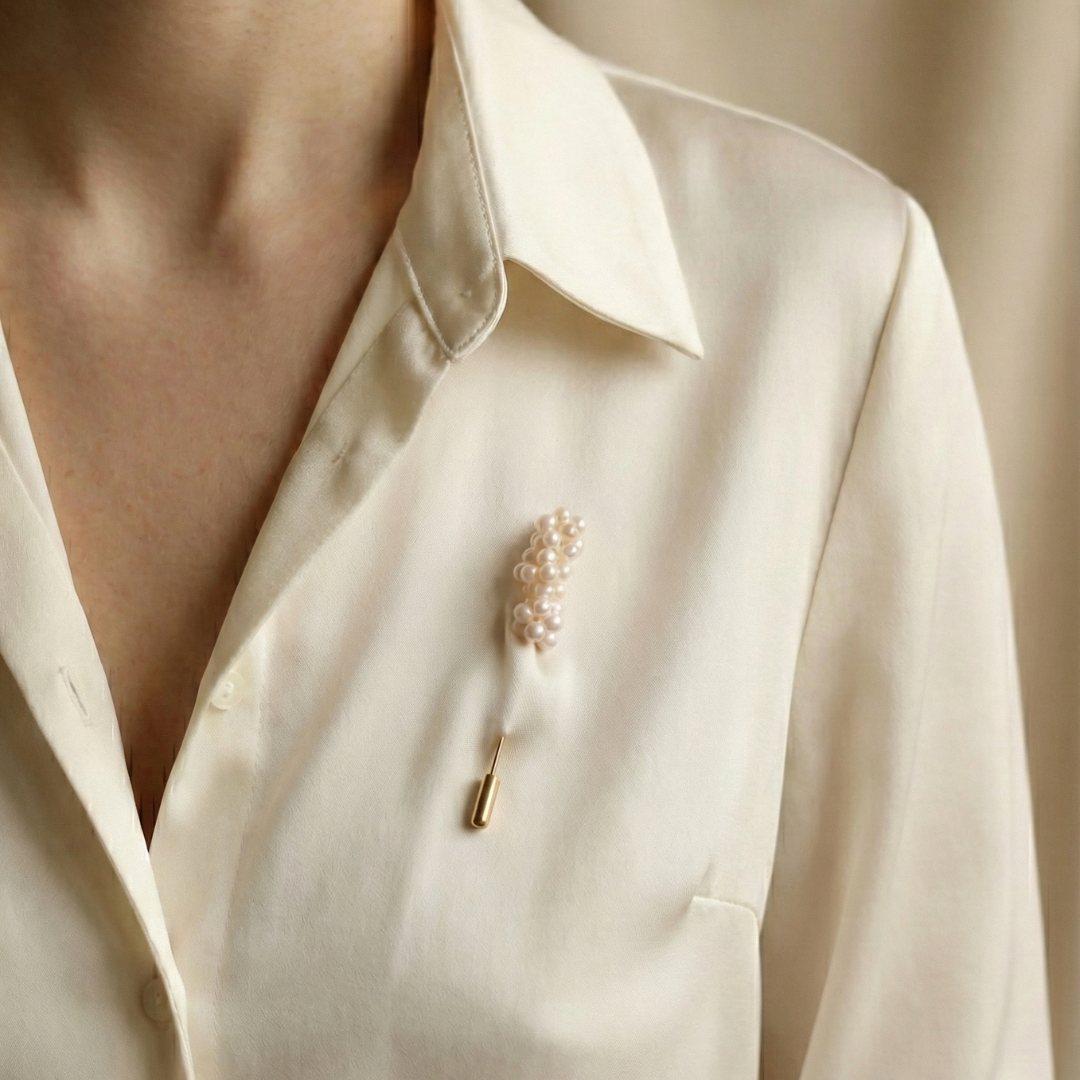 Blossom Stick Pearl Brooch