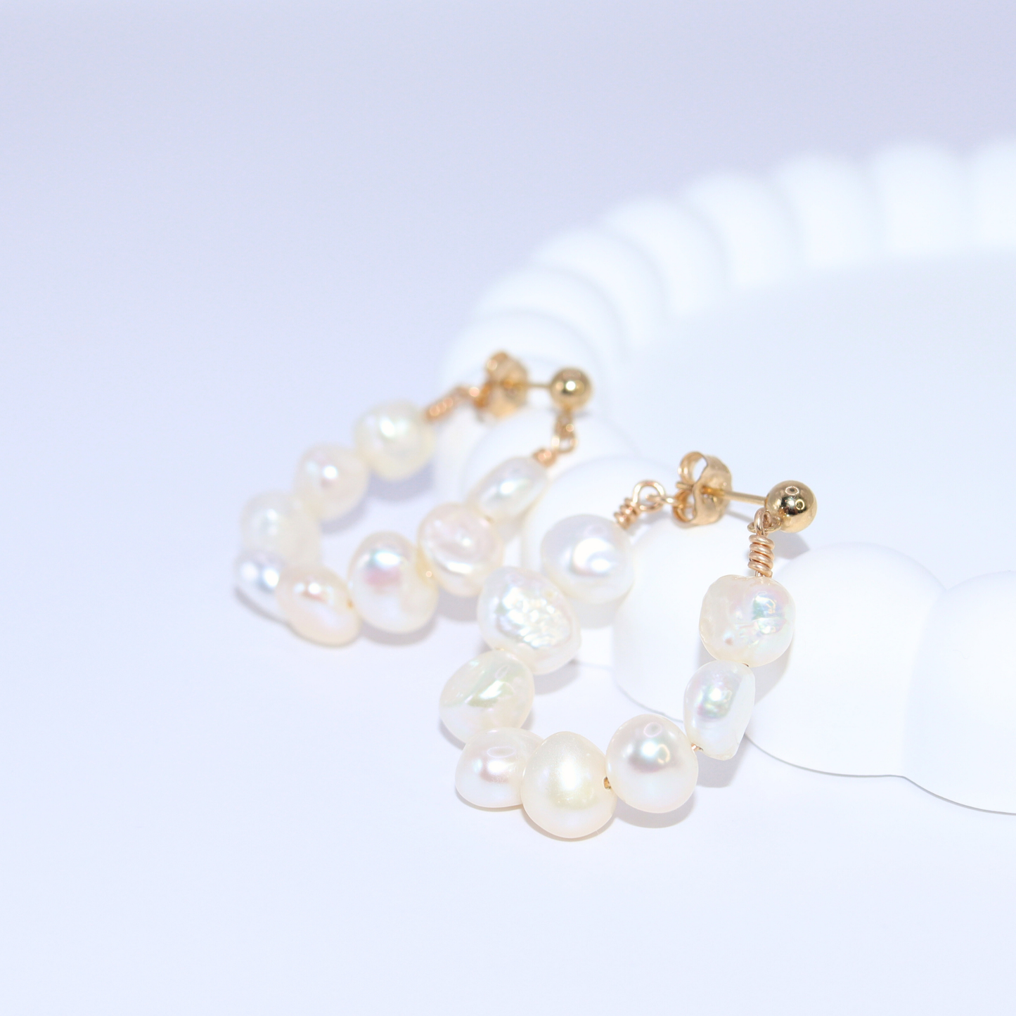 Iris Baroque Pearl Hoop Earrings