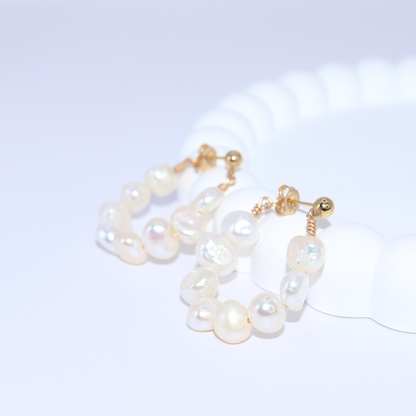 Iris Baroque Pearl Hoop Earrings