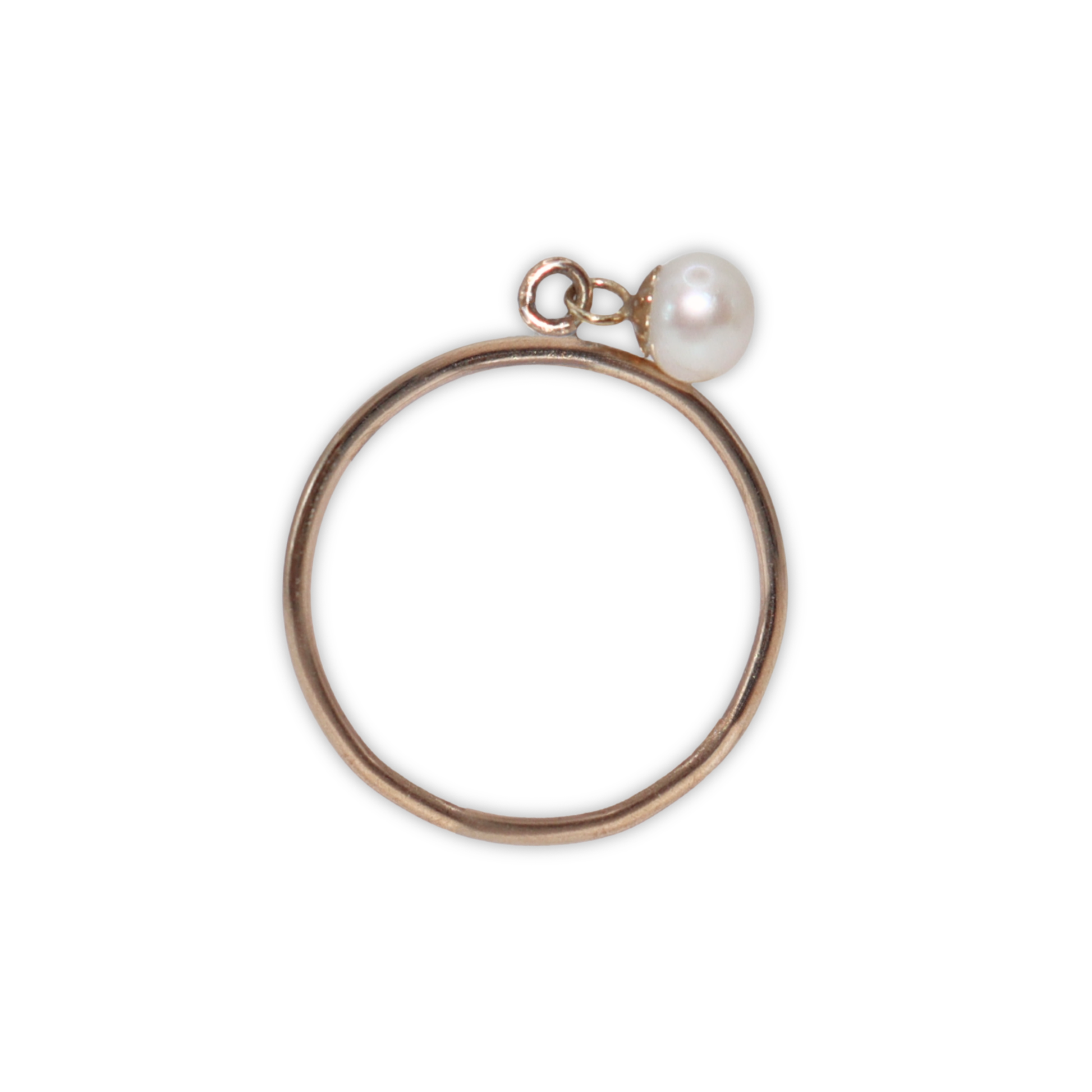 A luxurious gold ring adorned with a single exquisite pearl charm, radiating elegance and timeless beauty.
