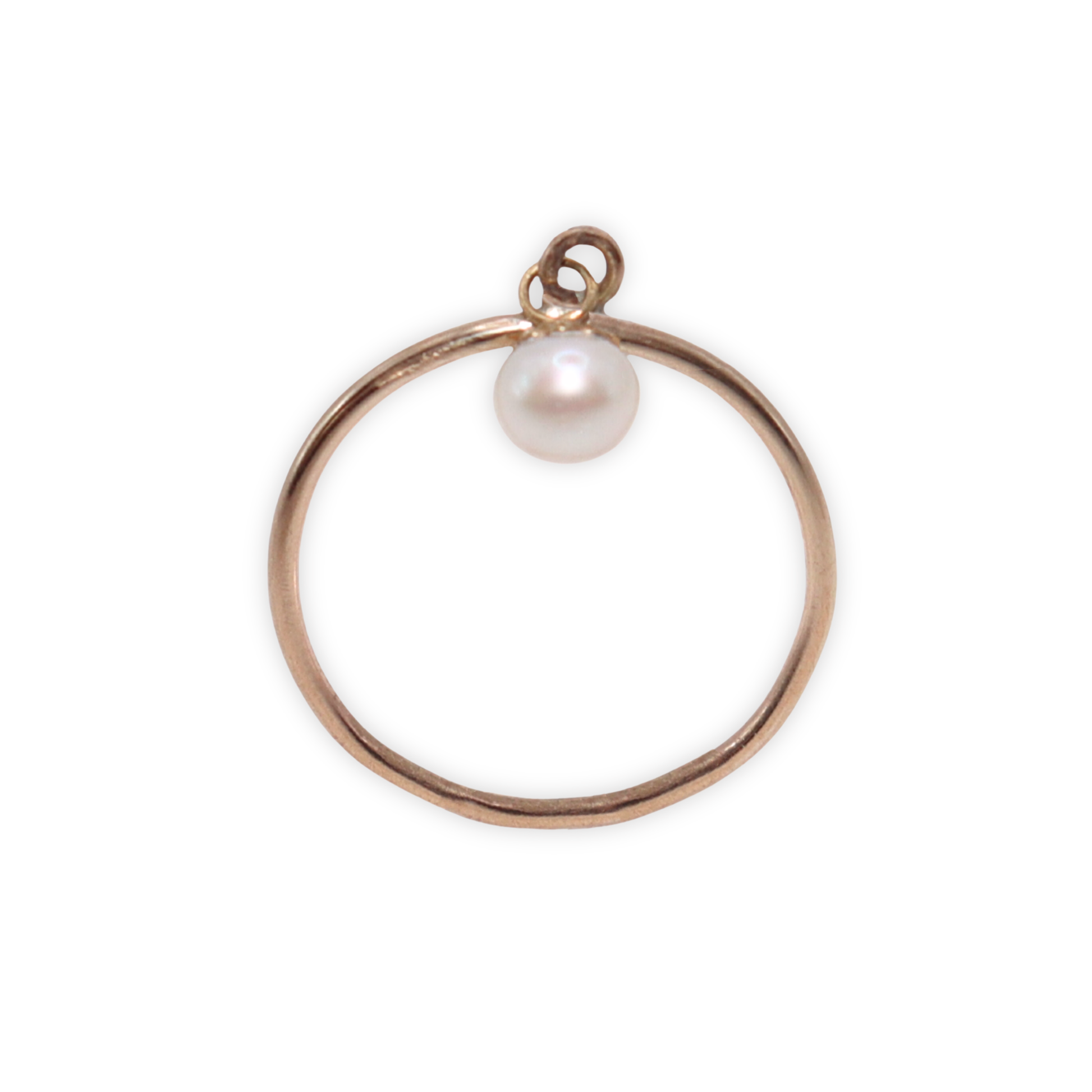 A luxurious gold ring adorned with a single exquisite pearl charm, radiating elegance and timeless beauty.