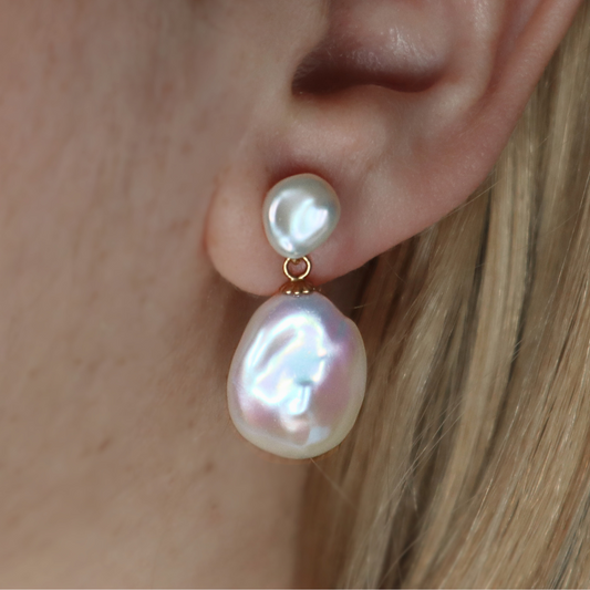 Seraphine Sculptural Baroque Pearl Drop Earrings
