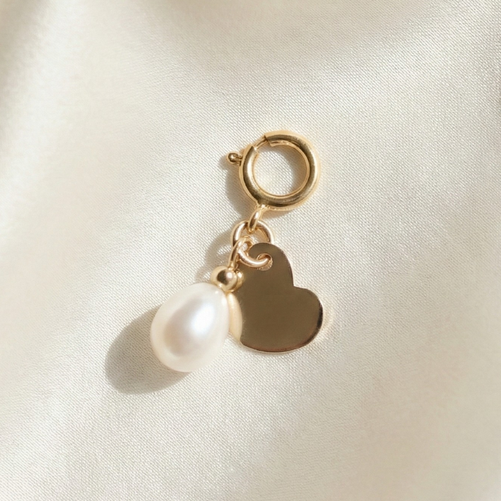 Pearl Heart Charm