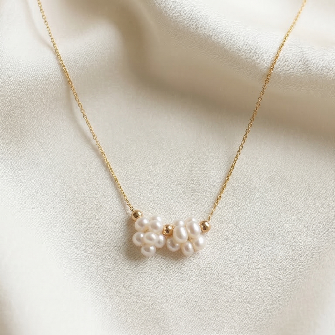Rosalie Two Pearl Blossom Necklace