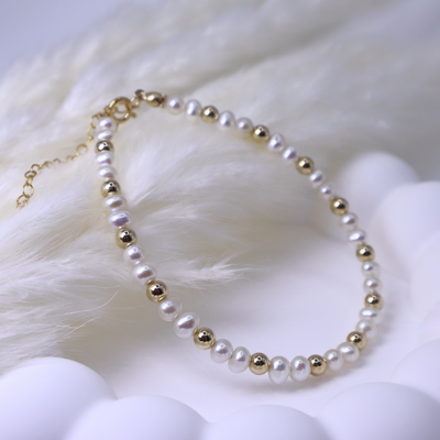 Ruby Pearl and Beads Cluster Bracelet