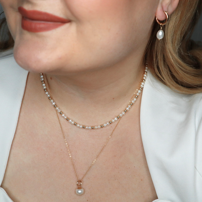 Ruby Beads and Pearls Cluster Necklace